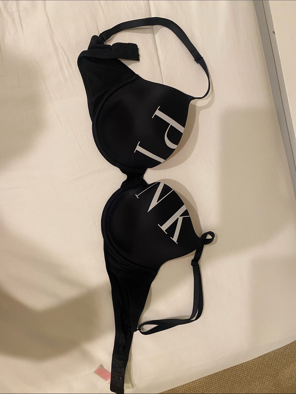 Victoria’s Secret Pink Black Lined Bra with White Logo Print - Women Accessories
